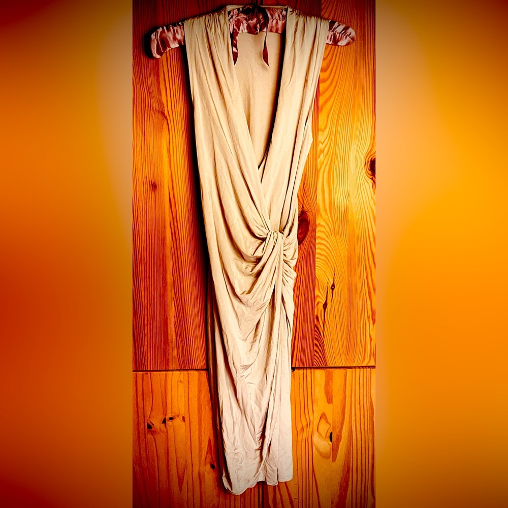 Champagne Color Draped Dress / Size Small